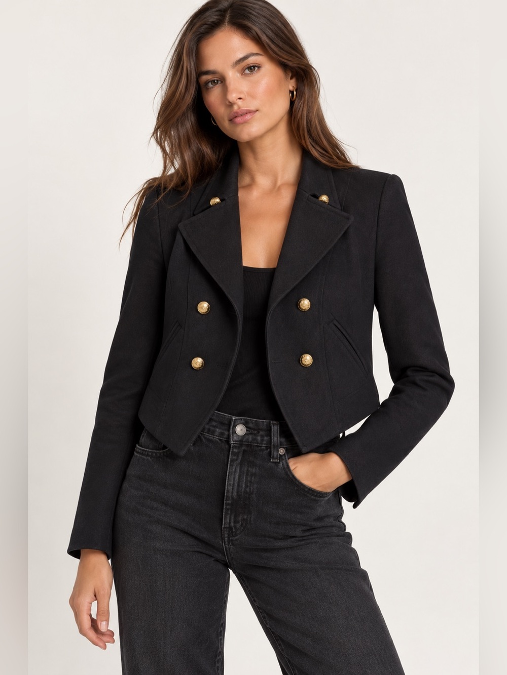 JUICY COUTURE WOOL AND COTTON LINED BLAZER WITH GOLD BUTTONS